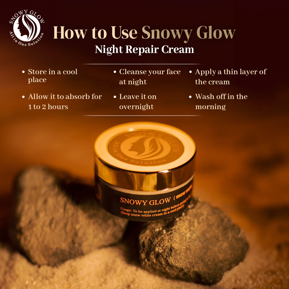 Snowy Glow Brightening Night Cream | For Uneven Skin Tone, Remove Pimple, Dark spots | Pack of 3