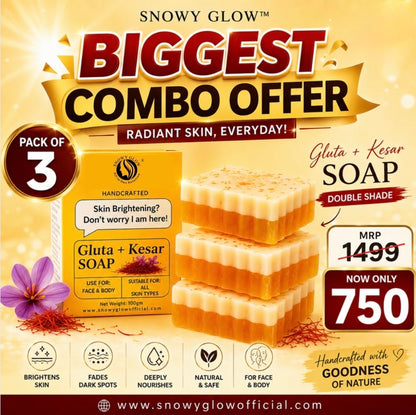 Gluta + Kesar Soap(Pack of 3) | Brightening Instant Glow