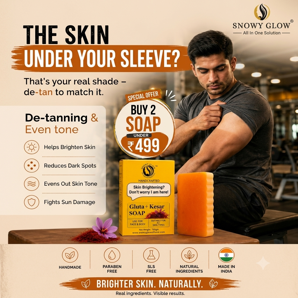 Gluta + Kesar Soap(Pack of 2) | Brightening Instant Glow + Tan Removal Soap