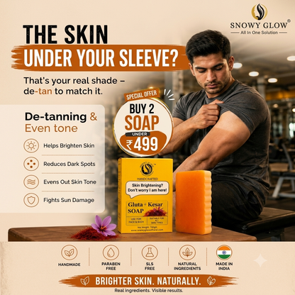 Gluta + Kesar Soap(Pack of 2) | Brightening Instant Glow + Tan Removal Soap