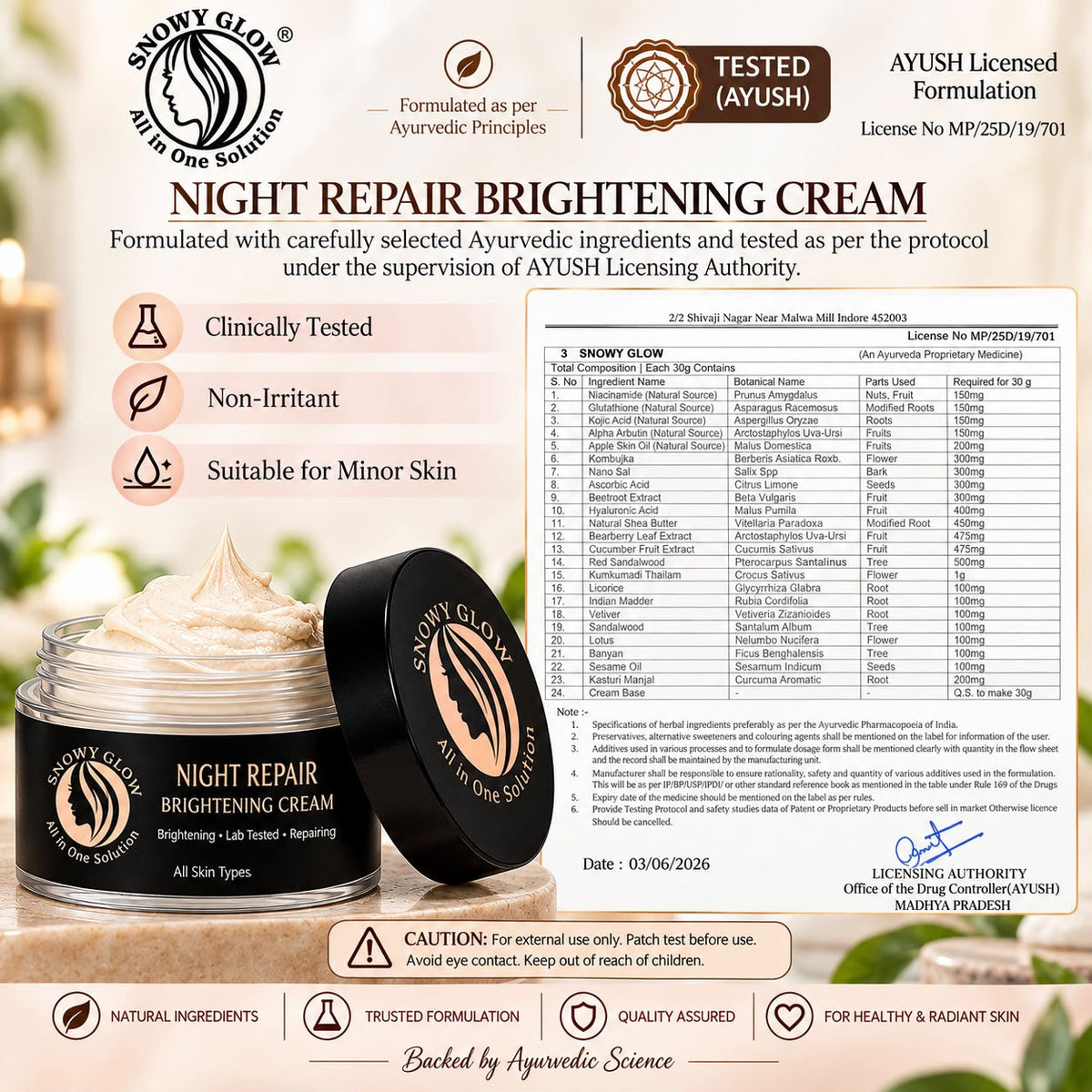 Buy 2 Night Cream & Get 1 FREE ( Snowy Glow Night Brightening Cream )