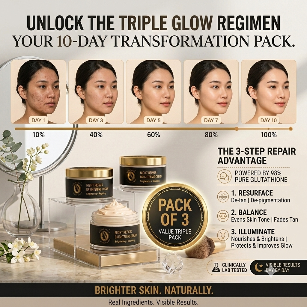 Snowy Glow Brightening Night Cream | For Uneven Skin Tone, Remove Pimple, Dark spots | Pack of 3