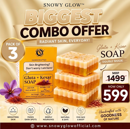 Gluta + Kesar Soap(Pack of 3) | Brightening Instant Glow