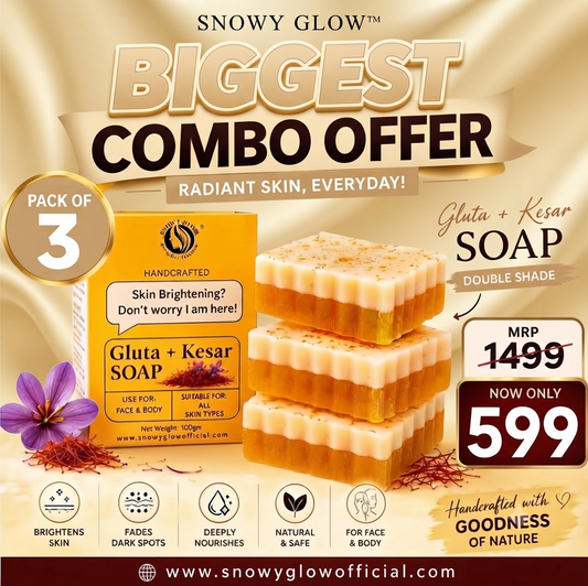 Gluta + Kesar Soap(Pack of 3) | Brightening Instant Glow