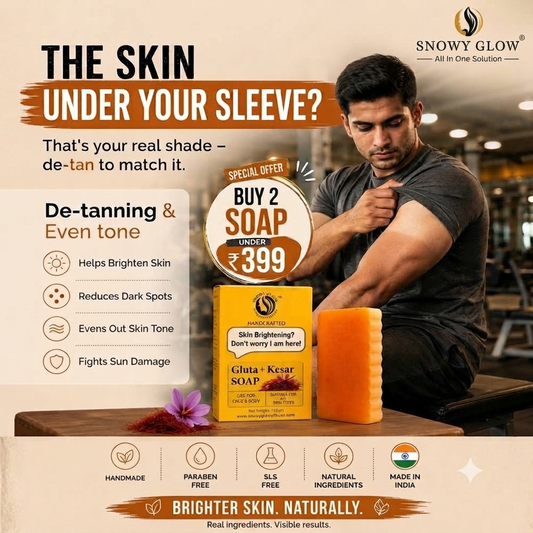 Gluta + Kesar Soap(Pack of 2) | Brightening Instant Glow + Tan Removal Soap