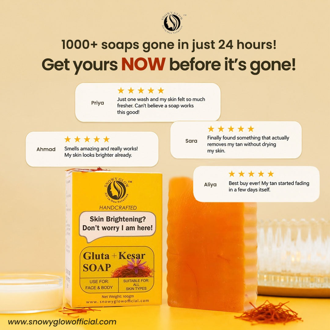 Gluta + Kesar Soap | Brightening Instant Glow + Tan Removal Soap