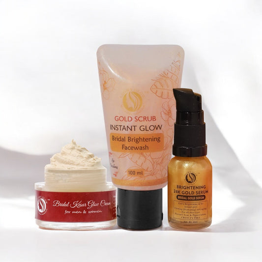 Bridal kesar glow cream + 24k gold face wash + 24k Gold brightening serum