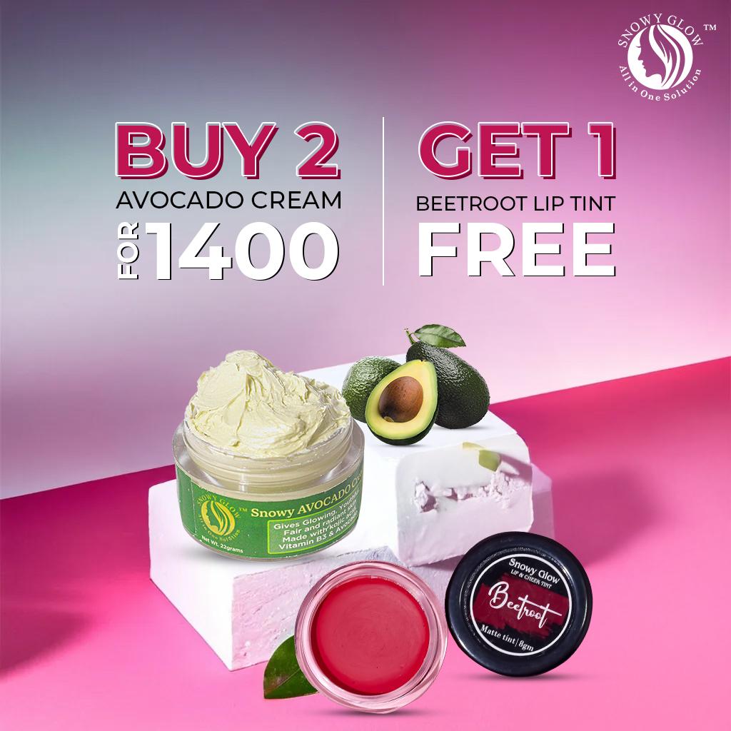 Get Two Avacado Cream & Get 1 Beetroot Lip Tint FREE